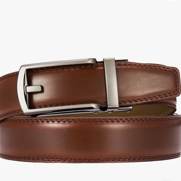 EXACT FIT BELT leather NWT in size M color Brown  MSRP $32.00 - Picture 1 of 7